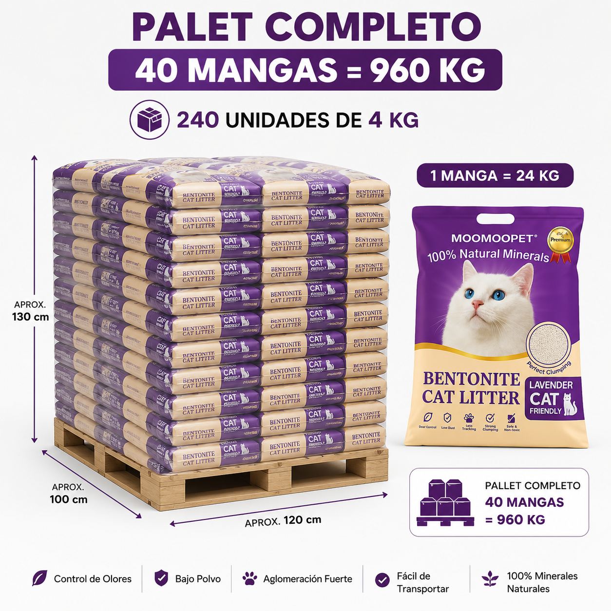 40 Mangas (240 unidades de 4kg) 960kg