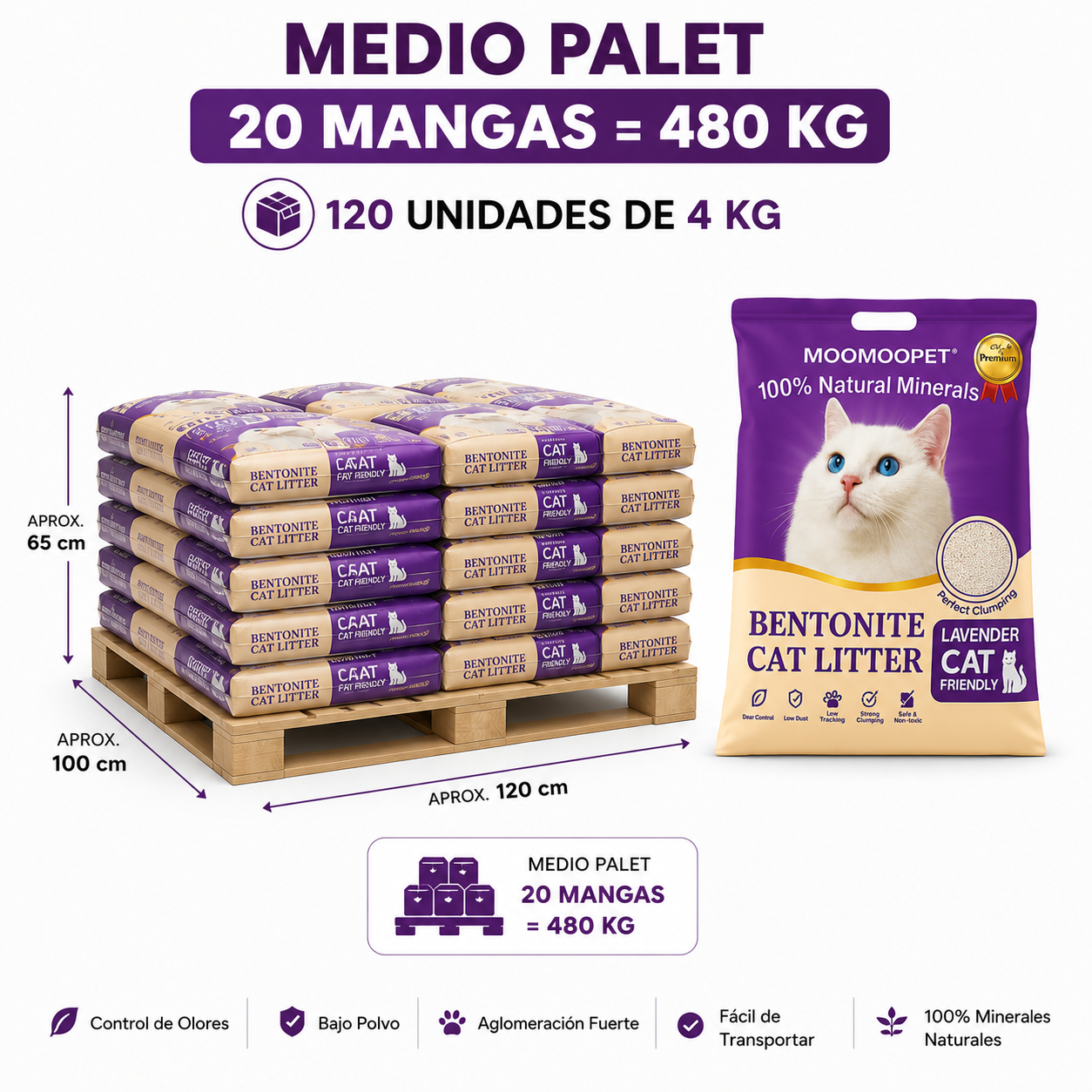 20 Mangas (120 unidades de 4kg) 480Kg